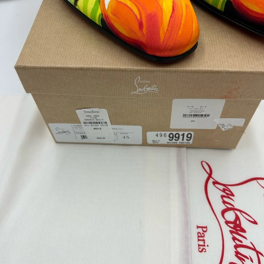 Men's Christian Louboutin, dandy, chick floral satin loafers size 45 made Italy - Picture 4 of 13